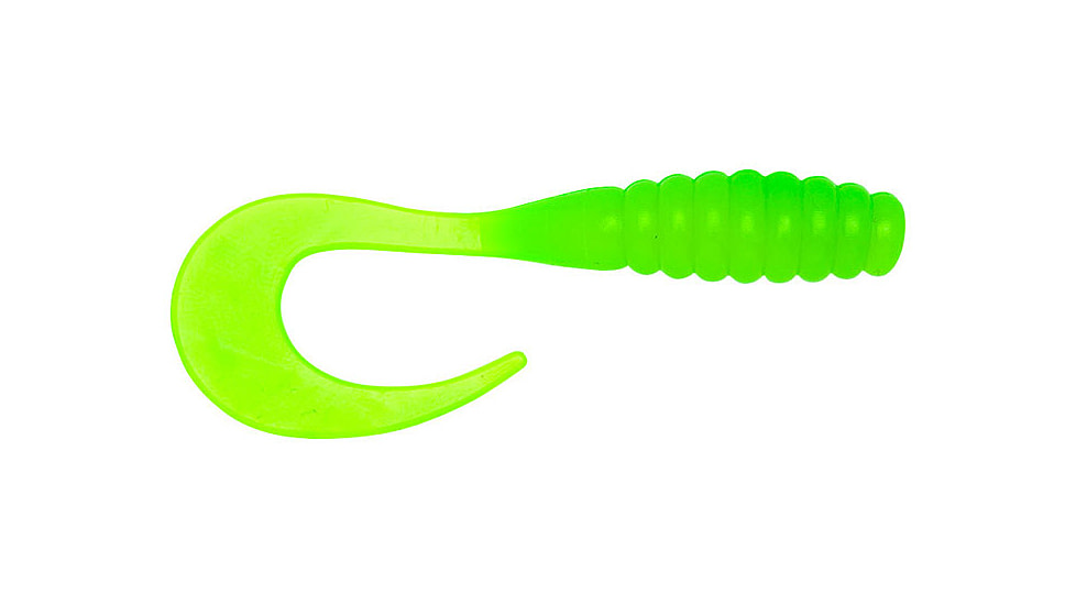 Yum Ribbontail Grub Bait, 15 Pack, 3in, Lemon Chart 1, YRTG3171