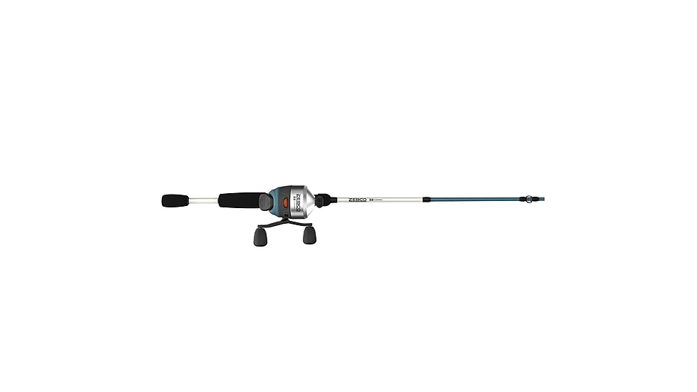 Zebco 33 Custom-Z Spincast Reel and Rod Combo, 6ft 6in 2-PC Telescopic Rod, Medium, Fast, SZ 30 Reel, 4.1-1 Ratio, 14-PC Strike King Tackle Kit, Silver/Blue, 33CZ1SK662M.FB4