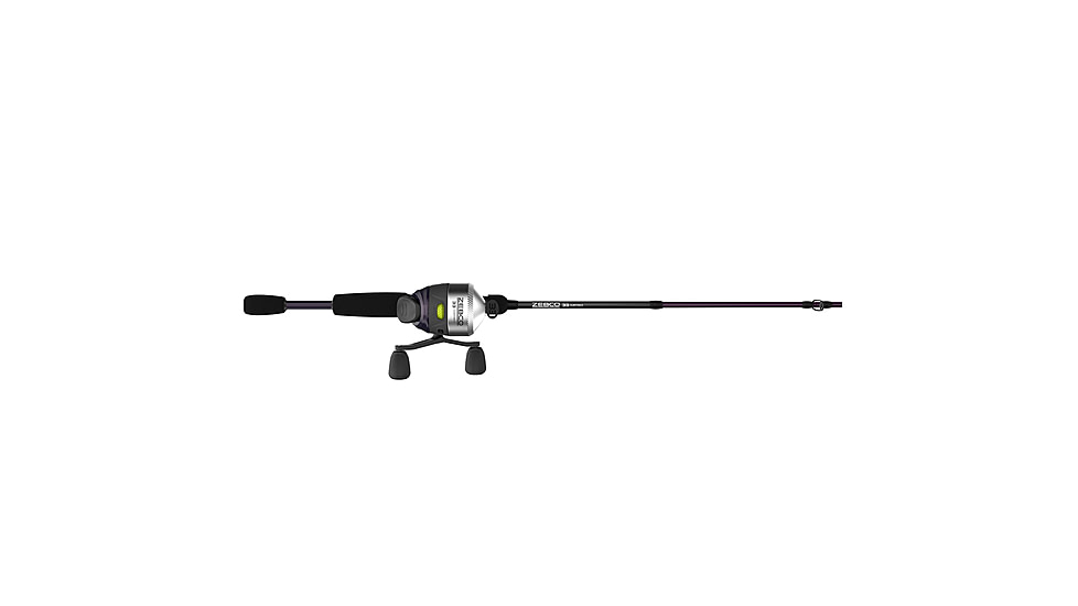Zebco 33 Custom-Z Spincast Reel and Rod Combo, 6ft 6in 2-PC Telescopic Rod, Medium, Fast, SZ 30 Reel, 4.1-1 Ratio, 2-PC Strike King Tackle Kit, Silver/Purple, 33CZ2SK662M.FB4