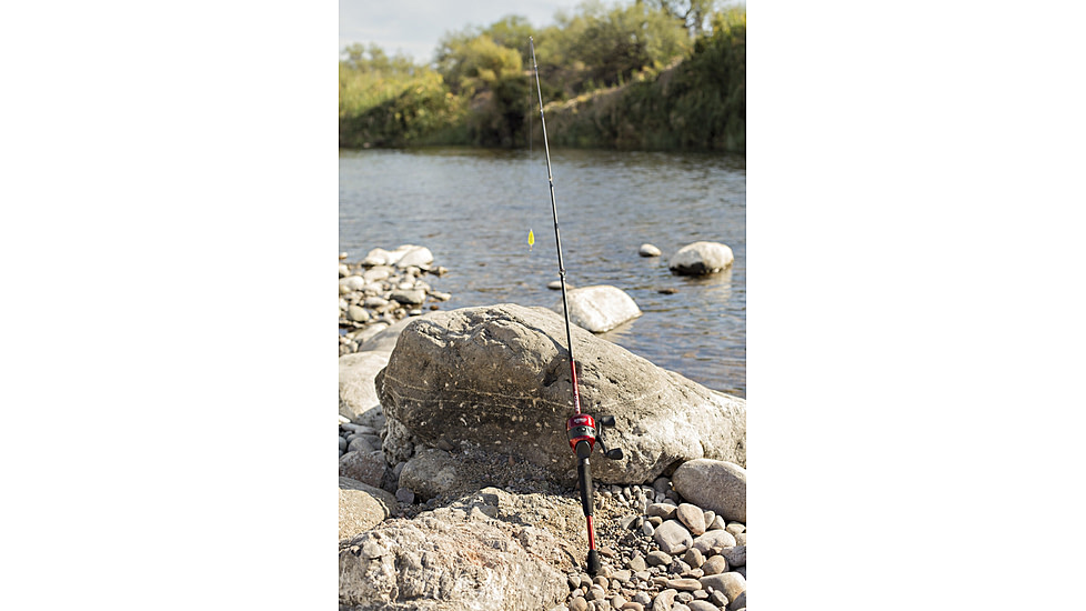 Zebco 33 Custom Z Spincast Reel and Rod Combo, 6ft 2-PC Fiberglass Rod w/ EVA Handle, QuickSet Anti-Reverse Reel w/ Bite Alert, Red, 33CZRD602MA.NS4