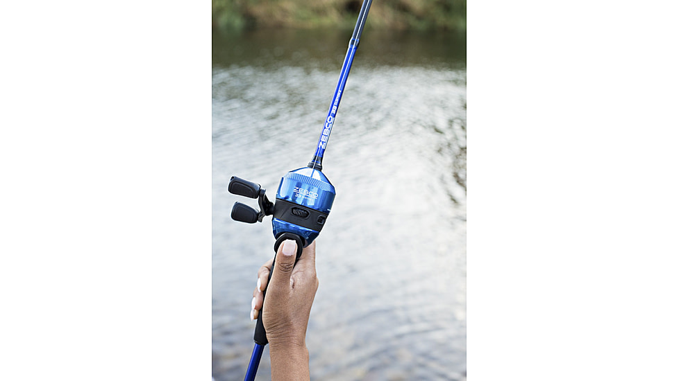 Zebco 33 CustomZ Spincast Reel and Rod Combo, 6ft 2-PC Fiberglass Rod w/ EVA Handle, QuickSet Anti-Reverse Reel w/ Bite Alert, Blue, 33CZBL602MA.NS4