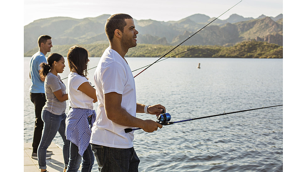 Zebco 33 CustomZ Spincast Reel and Rod Combo, 6ft 2-PC Fiberglass Rod w/ EVA Handle, QuickSet Anti-Reverse Reel w/ Bite Alert, Blue, 33CZBL602MA.NS4