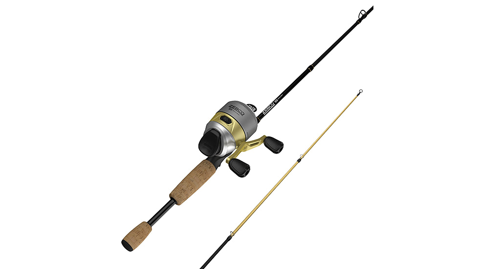 Zebco 33 Gold Max Spincast Reel and Rod Combo, 6ft 6in 2-PC Fiberglass Rod w/ Cork Handle, QuickSet Anti-Reverse Reel, Silver/Gold, 33MXG662MHA.NS4