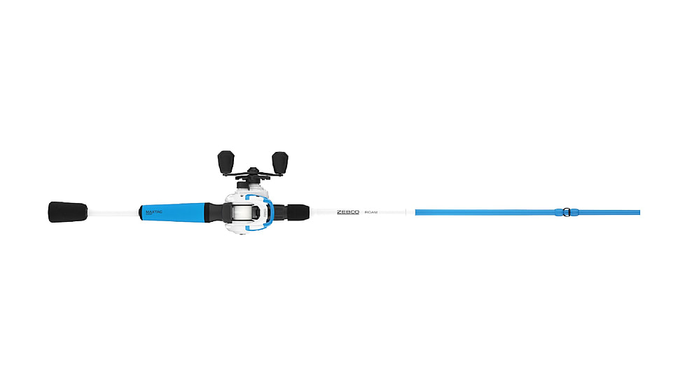 Zebco Roam Baitcast Reel and Rod Combo, 6ft 6in 2-PC Fiberglass Pole w/ Split-Grip MaxTac Handle, Lightweight Graphite Frame, LH Retrieve, Blue, ROAMBL101662MH.NS3