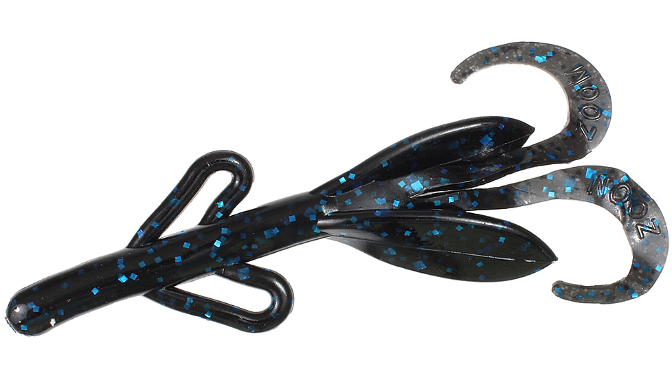 Zoom Baby Brush Hog Creature Bait, 12 Pack, 4in, Black/Blue, 042072X