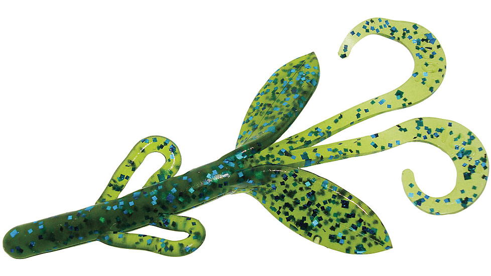 Zoom Baby Brush Hog Creature Bait, 12 Pack, 4in, Blue Watermelon, 042103X