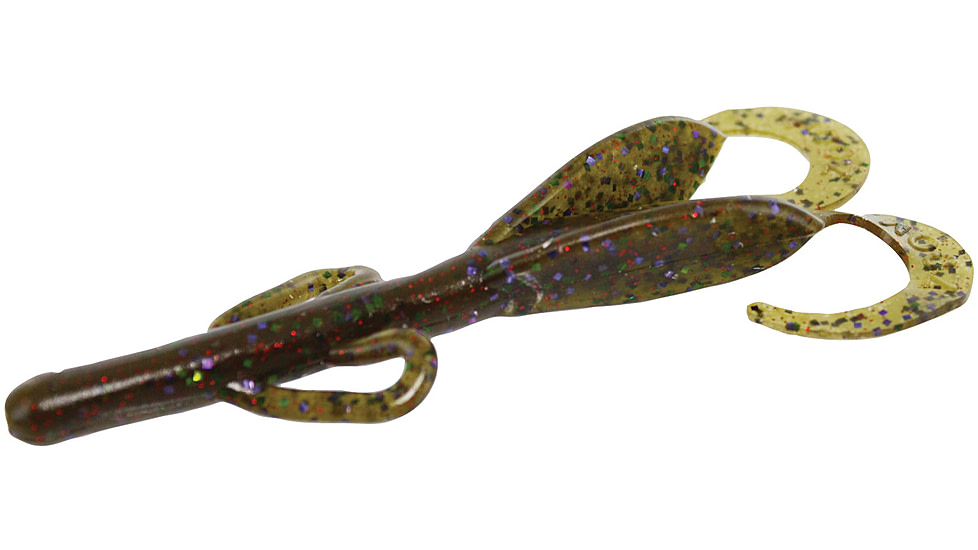 Zoom Baby Brush Hog Creature Bait, 12 Pack, 4in, Green Pumpkin Candy Red, 042332X