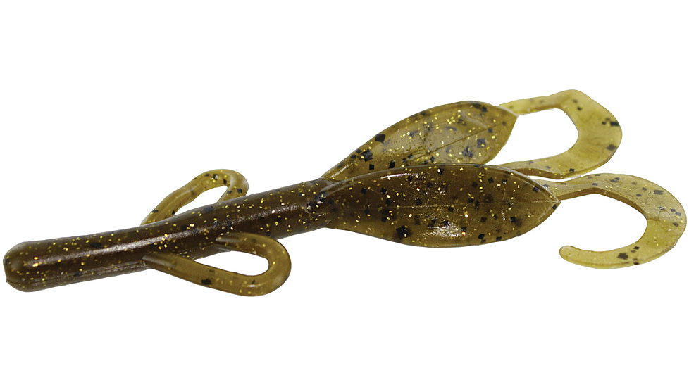 Zoom Baby Brush Hog Creature Bait, 12 Pack, 4in, Green Pumpkin Gold, 042303X