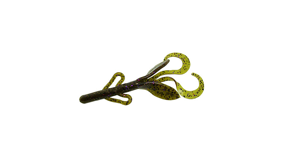 Zoom Baby Brush Hog Creature Bait, 12 Pack, 4in, Green Pumpkin Prp Gold, 042249X