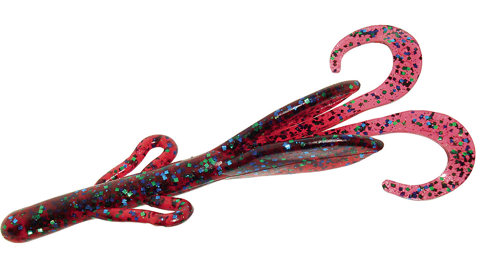 Zoom Baby Brush Hog Creature Bait, 12 Pack, 4in, Plum Apple, 042113X