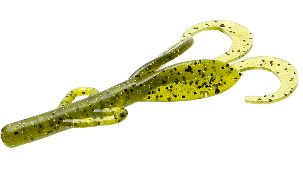 Zoom Baby Brush Hog Creature Bait, 12 Pack, 4in, Watermelon Gold Glitter, 42141