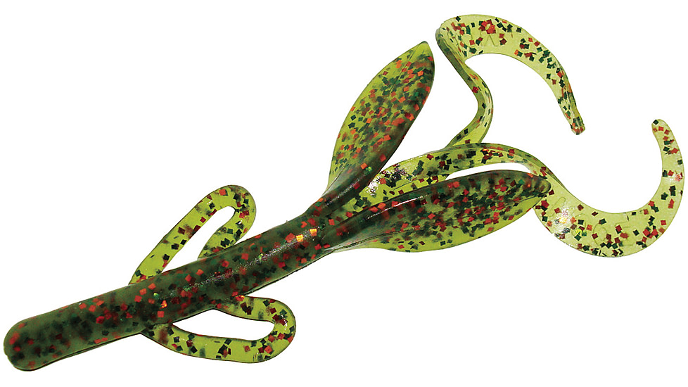 Zoom Baby Brush Hog Creature Bait, 12 Pack, 4in, Watermelon Green Orange, 42216