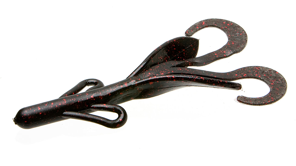 Zoom Brush Hog Creature Bait, 8 Pack, 6in, Black Red Glitter, 022001X