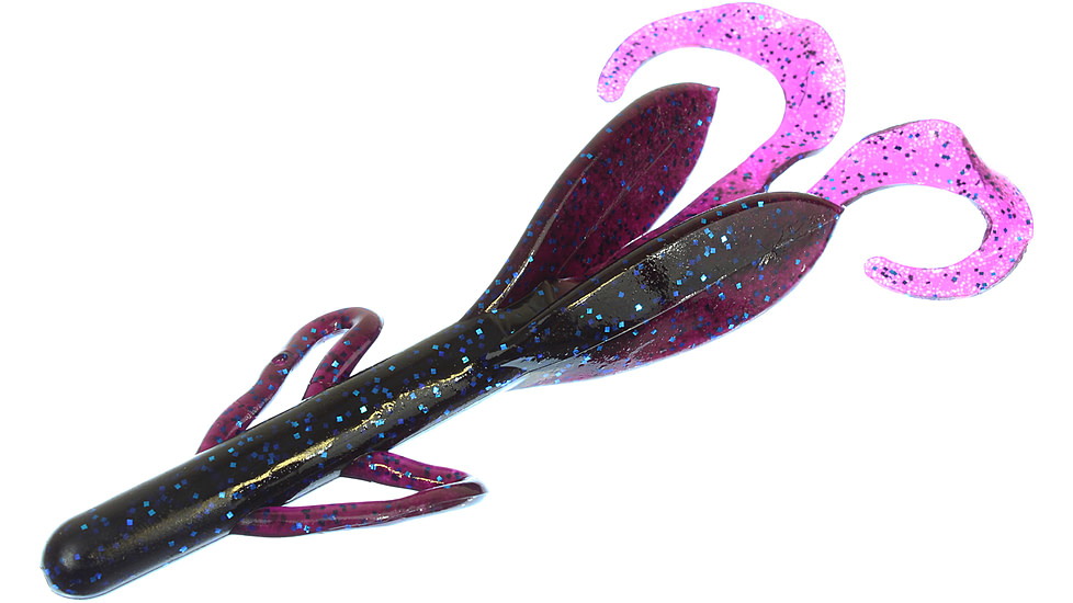 Zoom Brush Hog Creature Bait, 8 Pack, 6in, Blue Fleck, 022292X