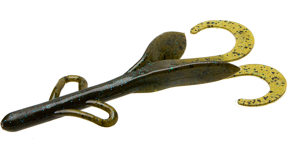 Zoom Brush Hog Creature Bait, 8 Pack, 6in, Green Pumpkin Blue, 22239