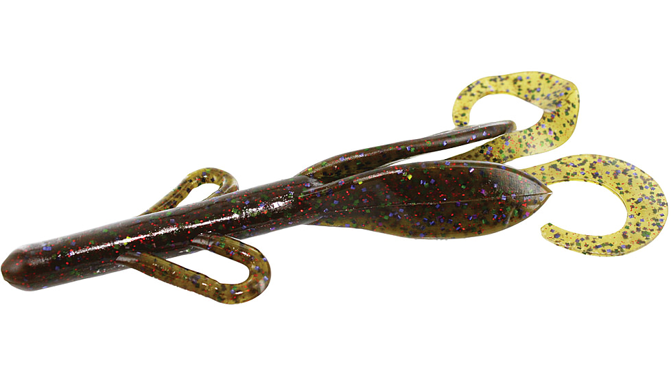 Zoom Brush Hog Creature Bait, 8 Pack, 6in, Green Pumpkin Candy Red, 022332X