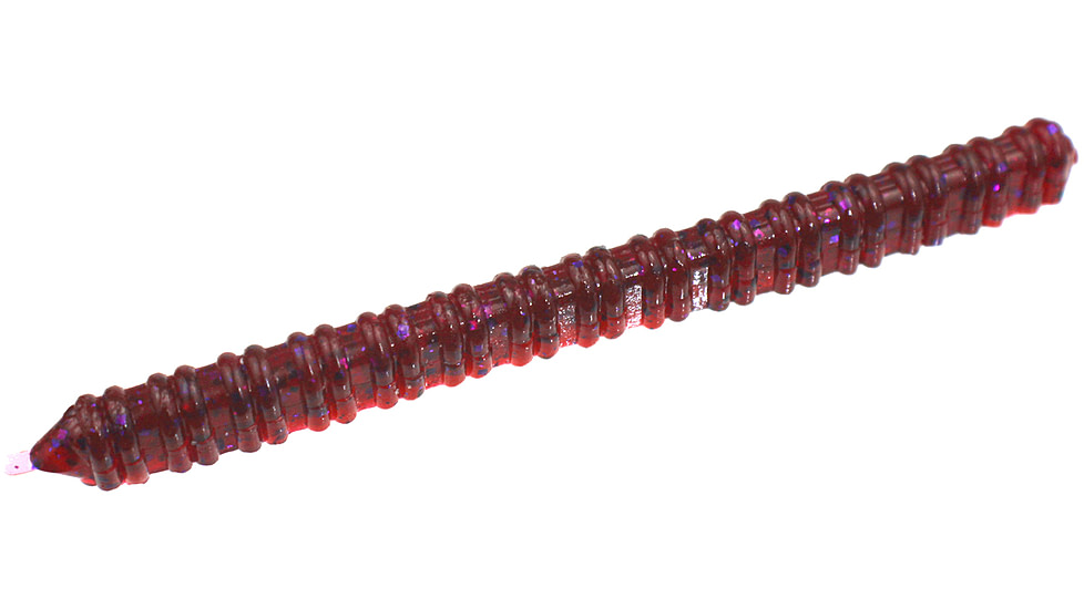Zoom Centipede Finnesse Worm, 20 Pack, 4in, Cranberry, 007431X