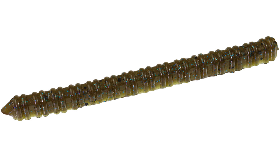 Zoom Centipede Finnesse Worm, 20 Pack, 4in, Green Pumpkin Blue, 007239X
