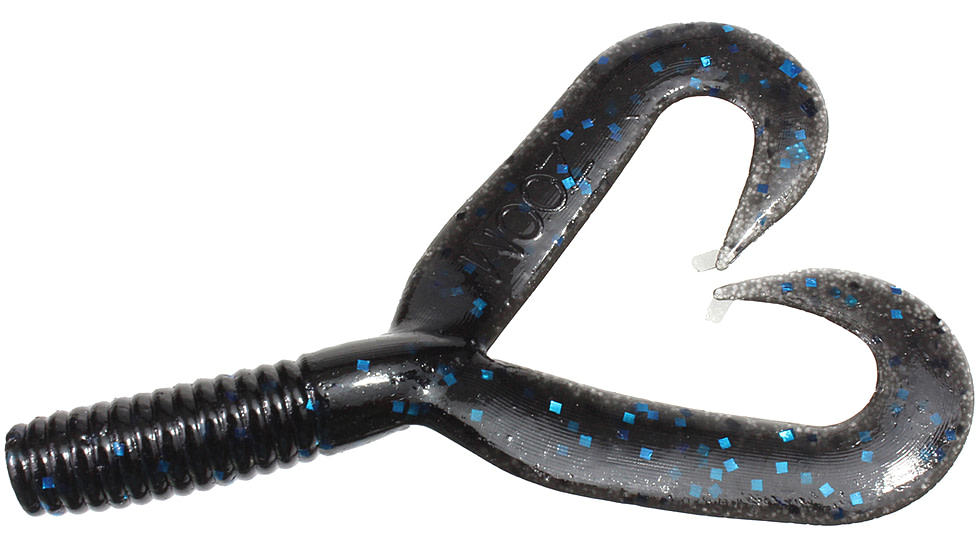 Zoom Creepy Crawler Tail Grub/Trailer, 16 Pack, 3in, Black/Blue, 020072X
