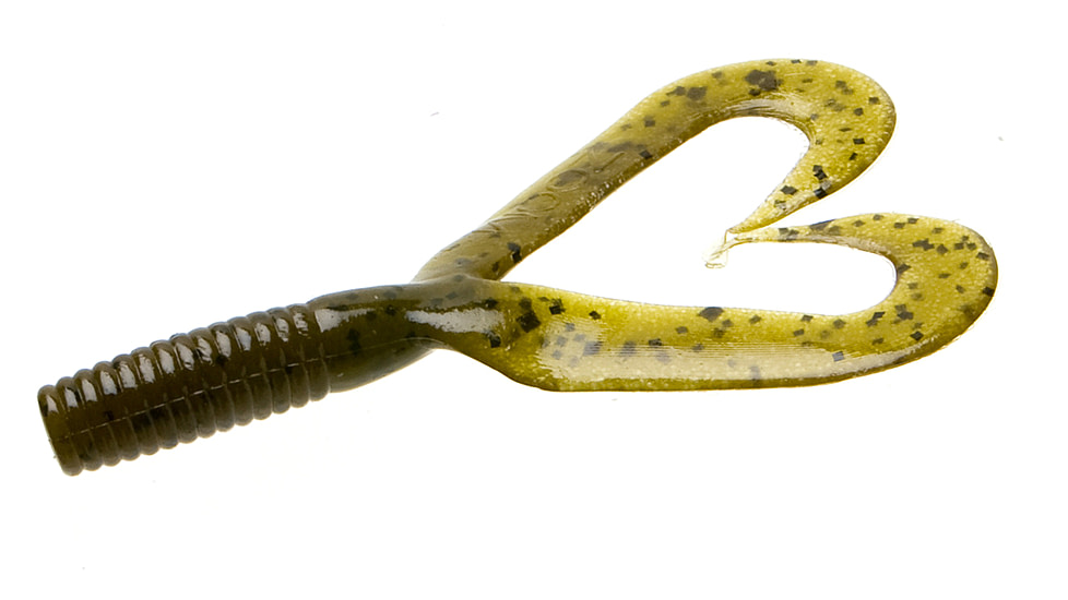 Zoom Creepy Crawler Tail Grub/Trailer, 16 Pack, 3in, Green Pumpkin, 20025