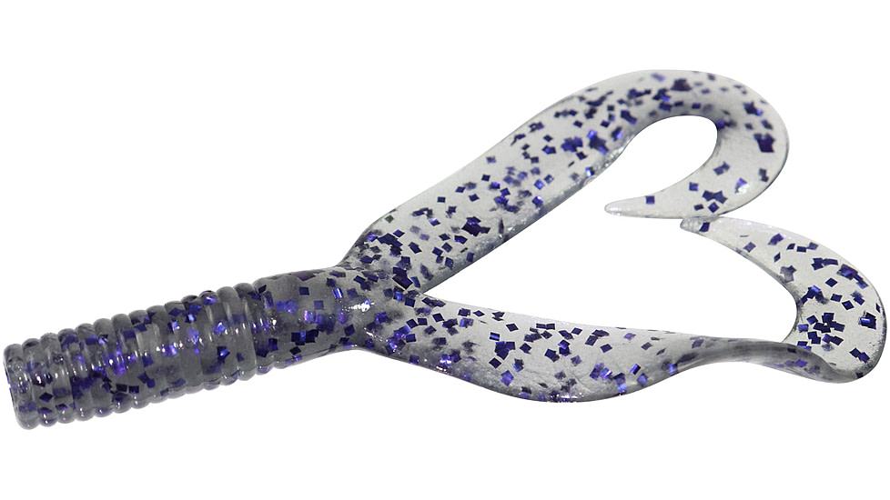 Zoom Creepy Crawler Tail Grub/Trailer, 16 Pack, 3in, Smoke Purple, 020010X