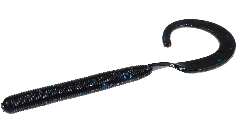 Zoom Curly Tail Finesse Worm, 20 Pack, 4in, Black/Blue, 010072X