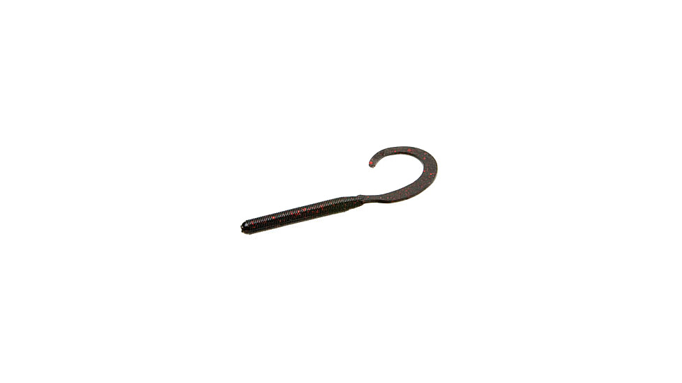 Zoom Curly Tail Finesse Worm, 20 Pack, 4in, Black Red Glitter, 10001