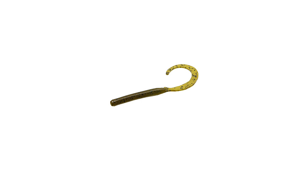 Zoom Curly Tail Finesse Worm, 20 Pack, 4in, Green Pumpkin, 10025