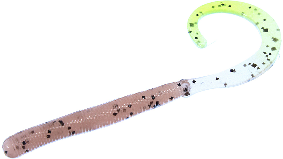 Zoom Curly Tail Finesse Worm, 20 Pack, 4in, Pumpkin/Chartreuse, 010015X