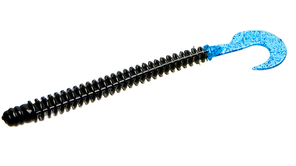 Zoom Dead Ringer Worm, 20 Pack, 4in, Black/Blue Tail, 017124X