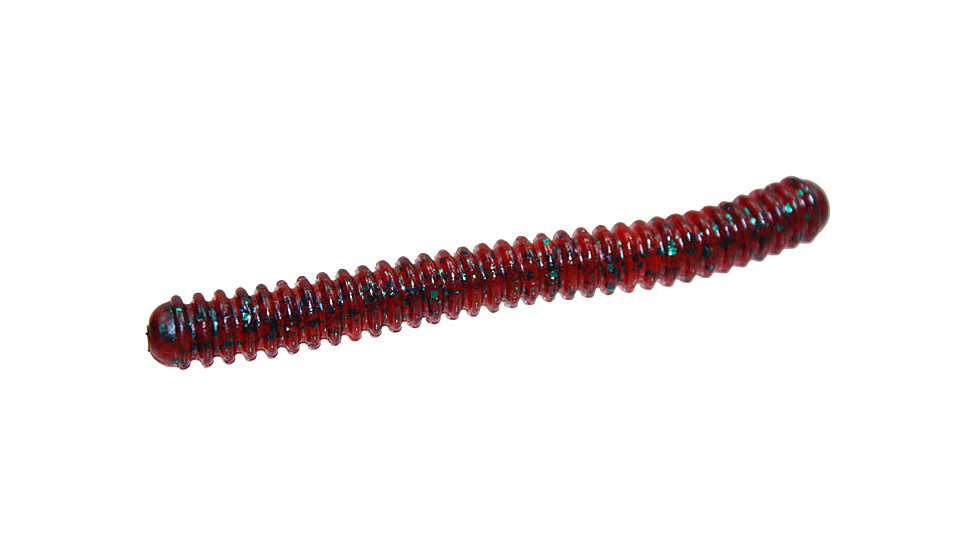 Zoom Double Ringer Finesse Worm, 15 Pack, 4in, Red Bug, 052021X