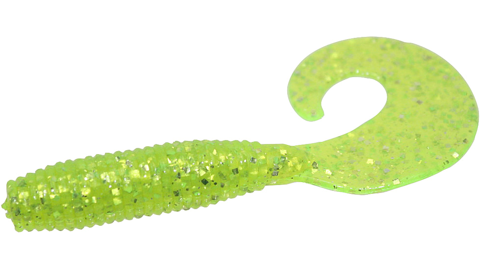 Zoom Fat Albert Single Tail Grub, 10 Pack, 3in, Chartreuse Glitter, 011047X