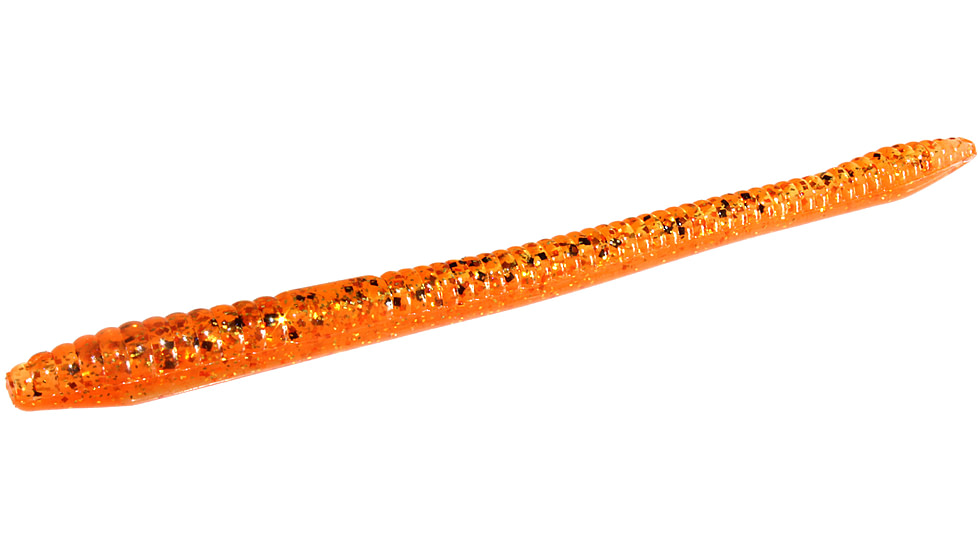 Zoom Finesse Worm, 20 Pack, 4.5in, Bourbon Blaze, 004416X