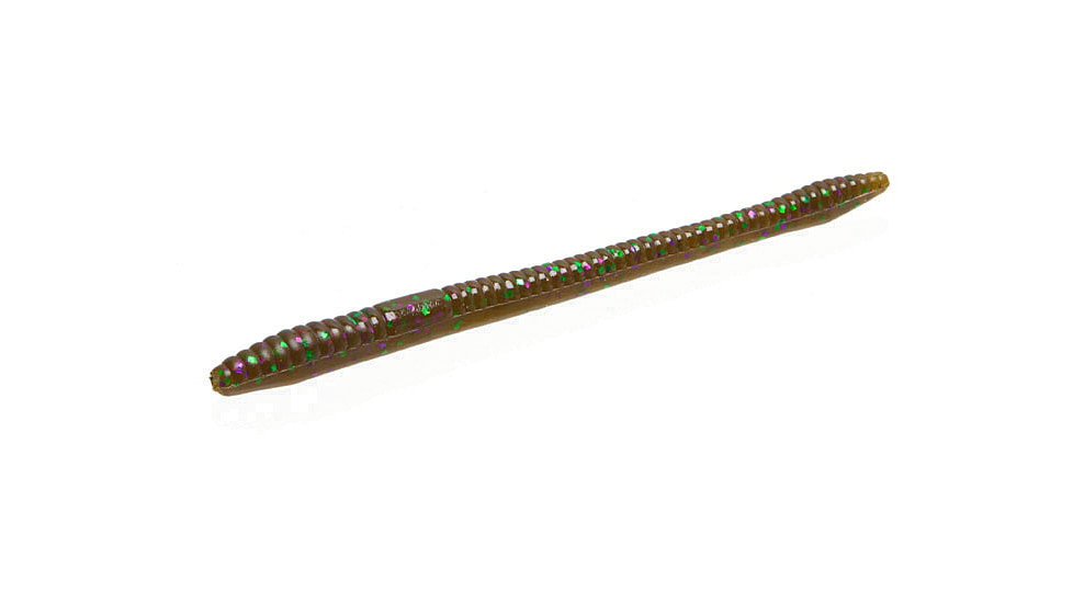 Zoom Finesse Worm, 20 Pack, 4.5in, Green Pump Purple Green, 004349X