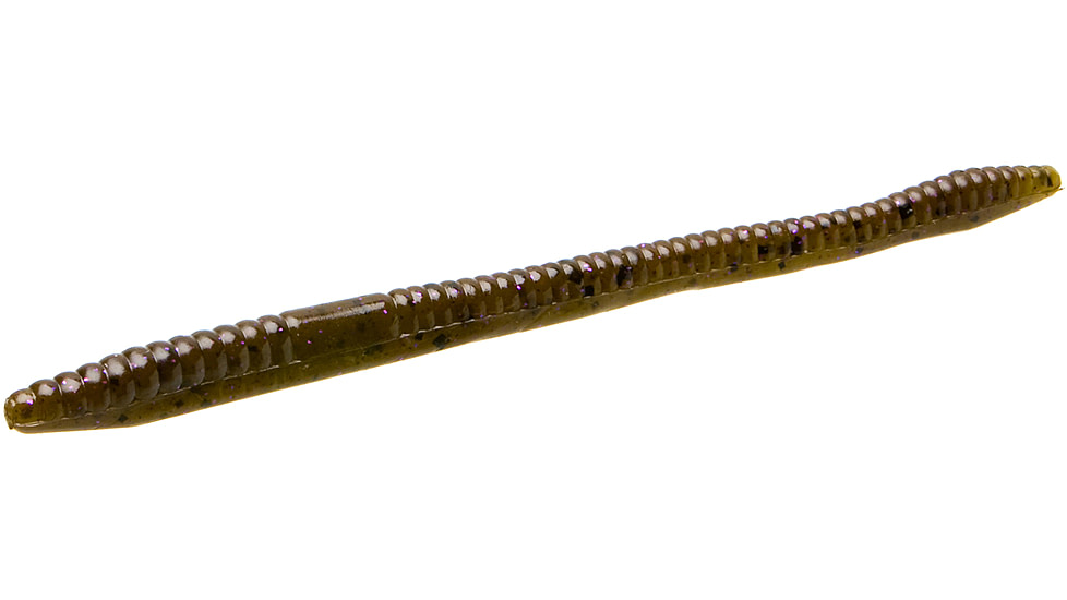Zoom Finesse Worm, 20 Pack, 4.5in, Green Pumpkin Purple, 004248X