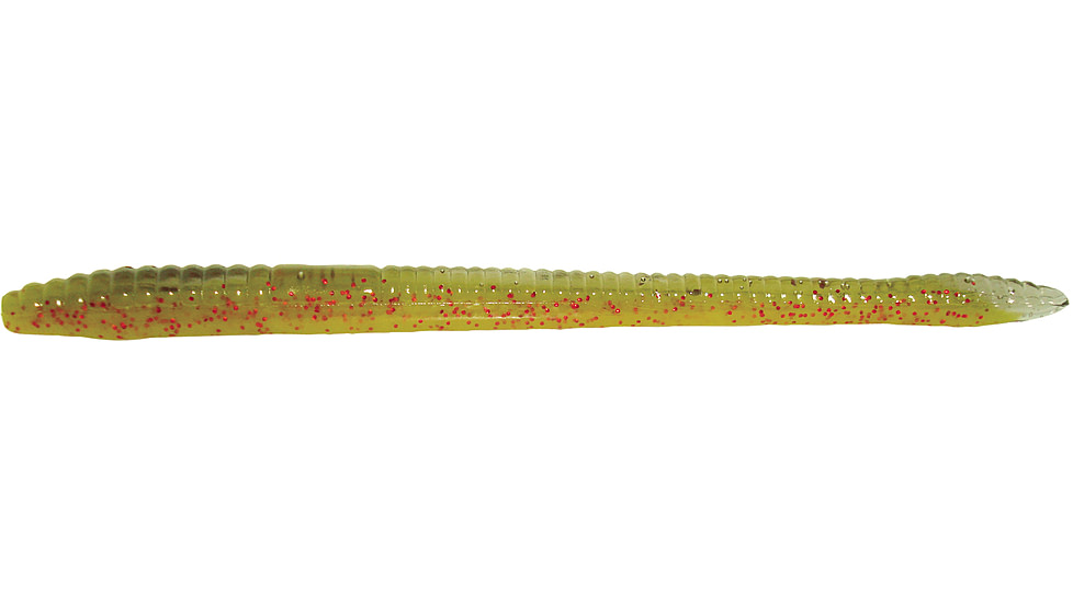 Zoom Finesse Worm, 20 Pack, 4.5in, Smoke Mustard Red, 004159X