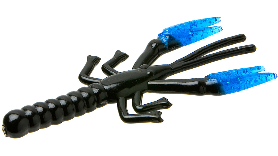 Zoom Lil Critter Craw, 12 Pack, 3in, Black/Blue Claw, 14128