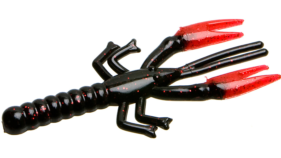 Zoom Lil Critter Craw, 12 Pack, 3in, Black Red Glit/Red, 14129