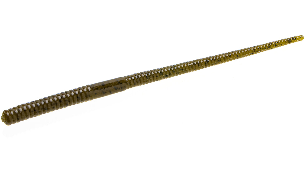 Zoom Mag Shakey Head Worm, 15 Pack, 7in, Green Pumpkin, 49025