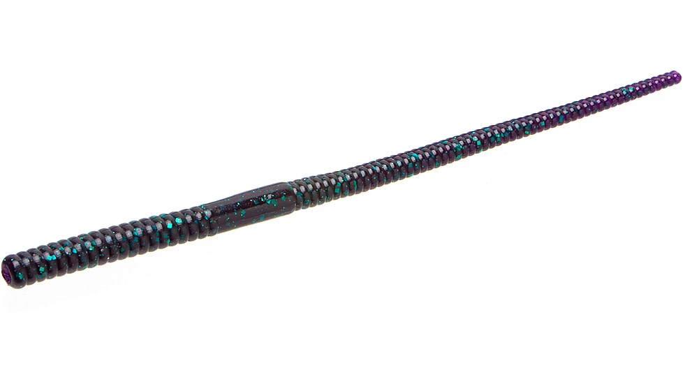 Zoom Mag Shakey Head Worm, 15 Pack, 7in, Junebug, 49005