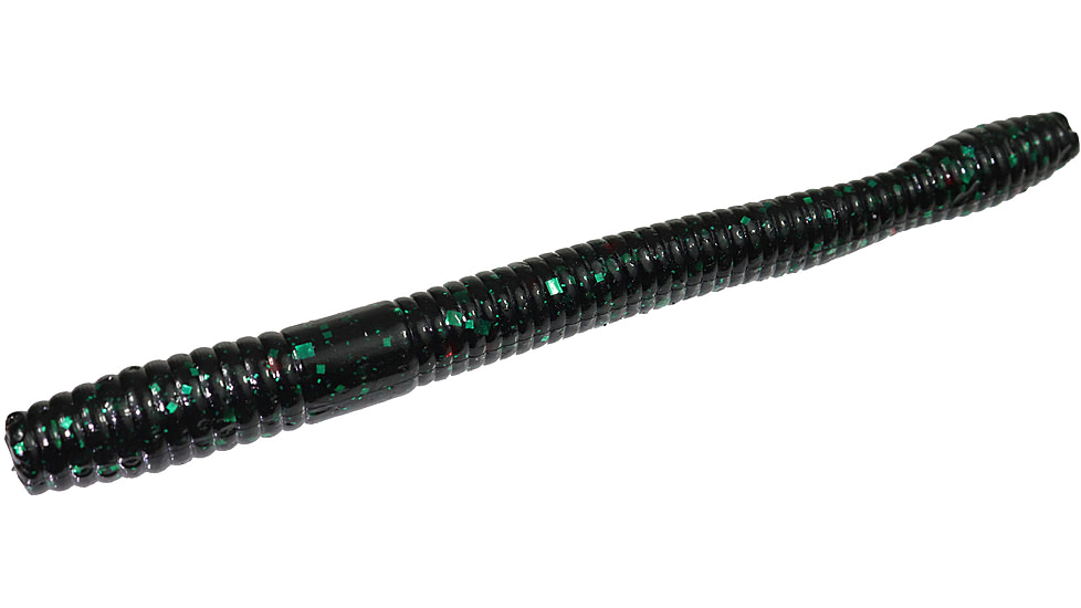 Zoom Magnum Finesse Worm, 10 Pack, 5in, Black Emerald, 114136X