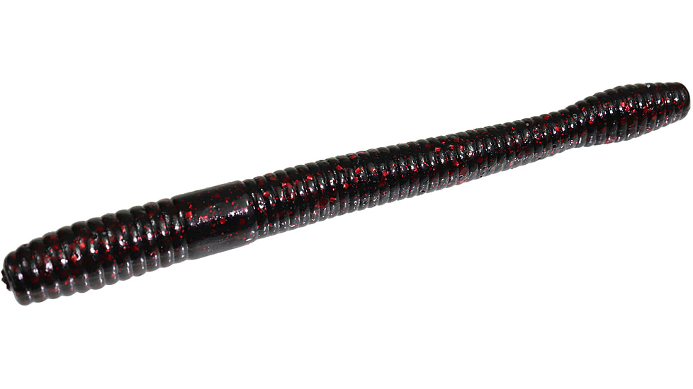 Zoom Magnum Finesse Worm, 10 Pack, 5in, Black Red Glitter, 114001X