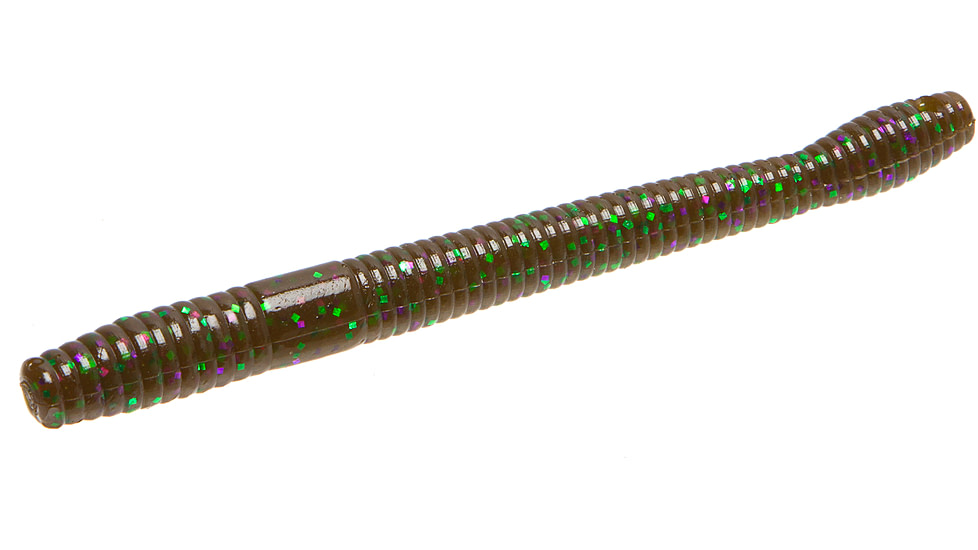 Zoom Magnum Finesse Worm, 10 Pack, 5in, Green Pump Purple Green, 114349