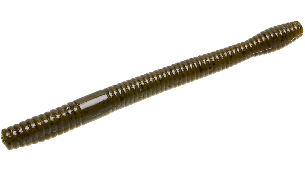 Zoom Magnum Finesse Worm, 10 Pack, 5in, Green Pumpkin, 114025