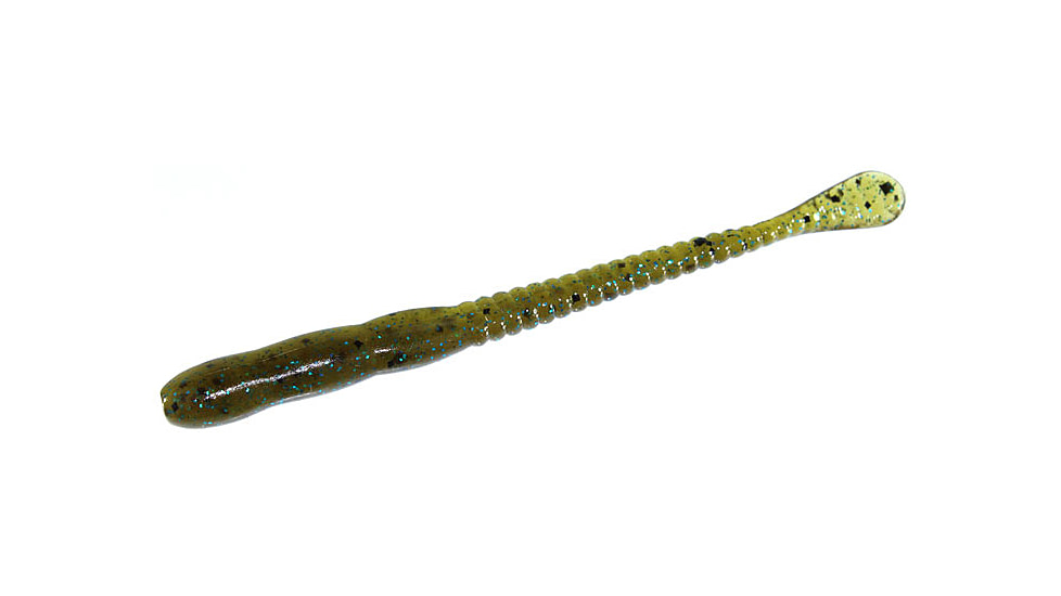 Zoom Meathead Finesse Worm, 20 Pack, 4in, Green Pumpkin Blue, 024239X