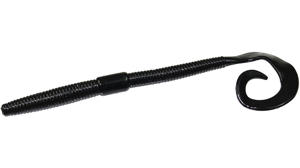 Zoom Shakey Tail Finesse Worm, 20 Pack, 6in, Black, 038038X