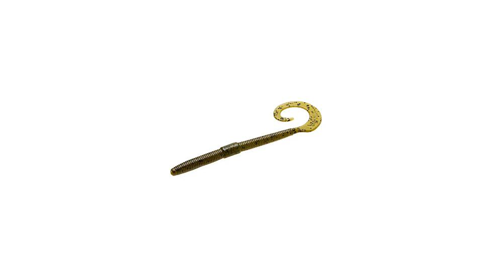 Zoom Shakey Tail Finesse Worm, 20 Pack, 6in, Green Pumpkin, 38025