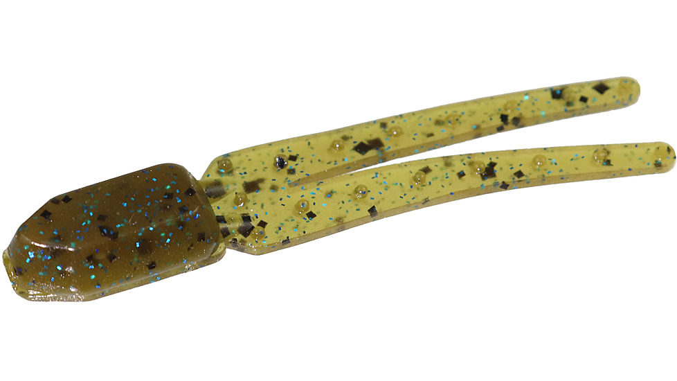 Zoom Skinny Chunk Bait, 20 Pack, 2.75in, Green Pumpkin Blue, 044239X