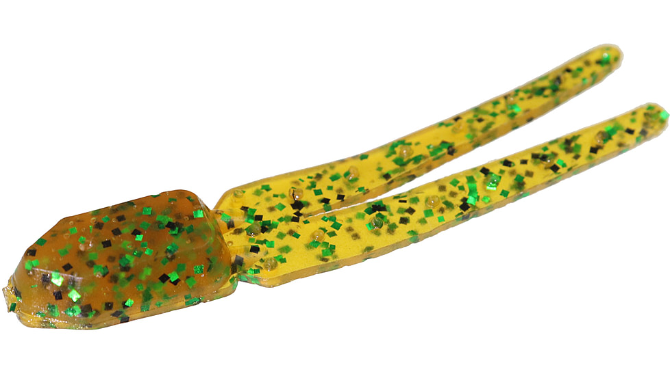 Zoom Skinny Chunk Bait, 20 Pack, 2.75in, Rootbeer Pepper Green, 044097X