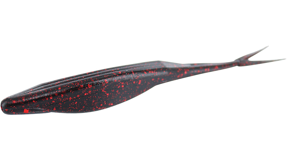 Zoom Super Fluke Baitfish Imitator, 10 Pack, 5.25in, Black Red Glitter, 023001X